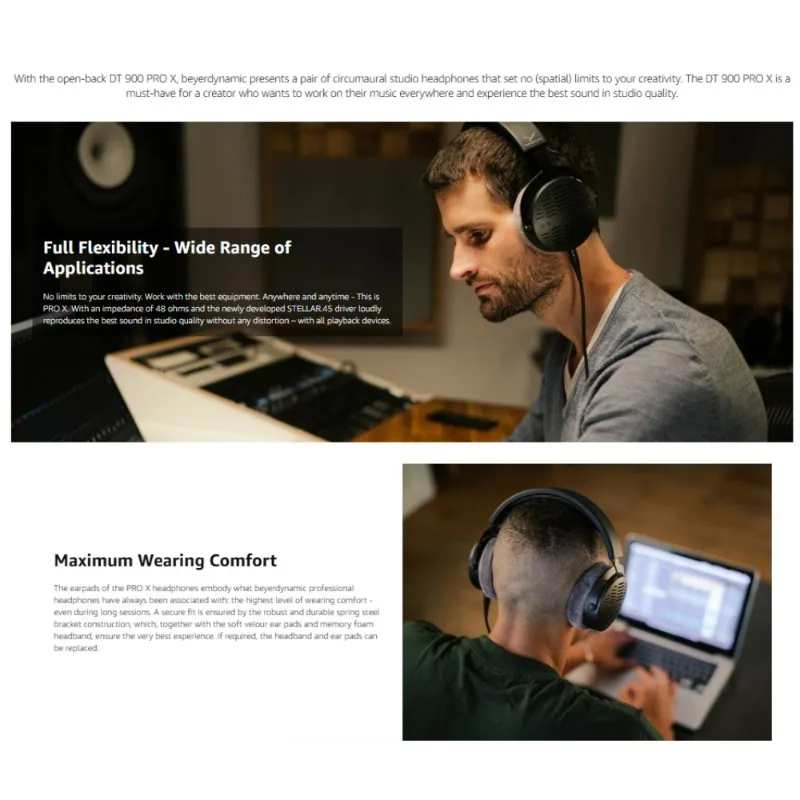 Фото Профессиональные Hi-Fi аудиофильские наушники Beyerdynamic DT 900 PRO X для мониторинга и микширования аудио высокого разрешения №4