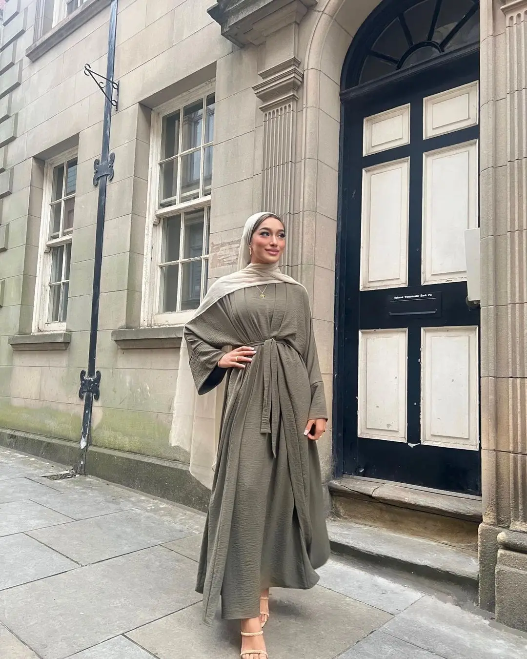 

3pcs Muslim Women Open Abaya Kimono Sleeveless Hijab Dress Set Eid Ramadan Jalabiya Dubai Turkey Kaftan Robe Longue Musulmane