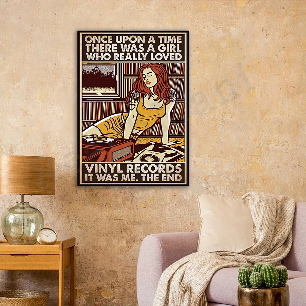 There was once a girl who really liked vinyl records and that was me. retro poster decoration gift