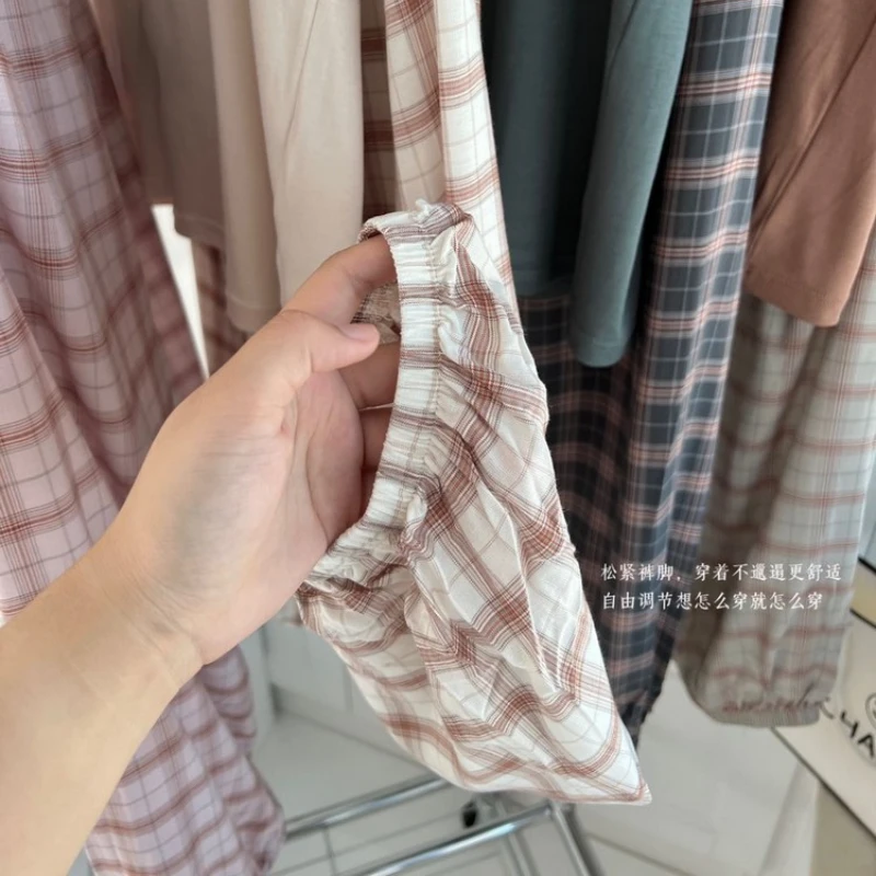 2023 Pajamas Women's Spring and Summer Japanese and Korean Style Two-piece Soft Home Suit with Round Neck Can Be Worn Outside