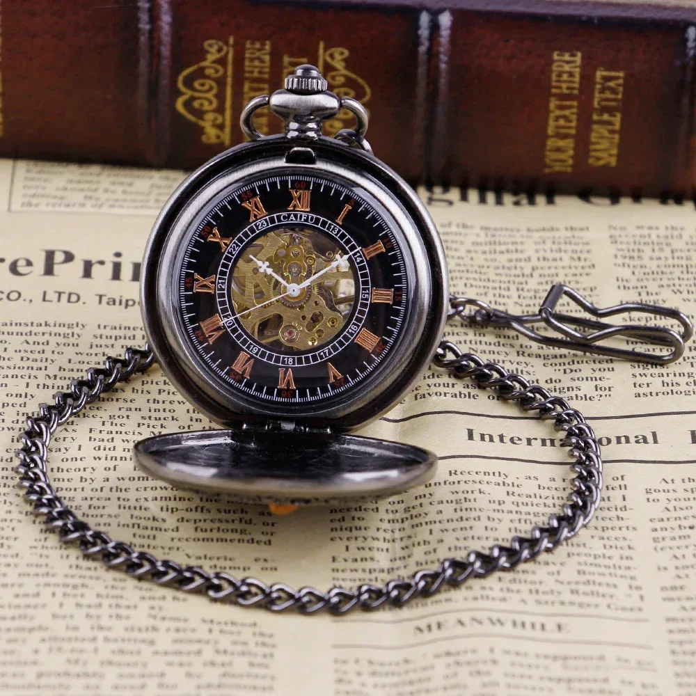 Механические мужские карманные часы роскошные латунные антикварные с подвеской