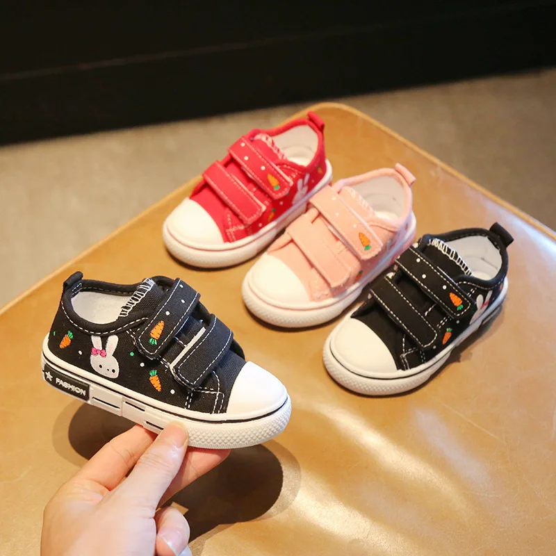 

Размер 21-26, детская повседневная обувь, милая детская холщовая обувь для девочек и мальчиков, Детские кроссовки с липучками, женская обувь д...