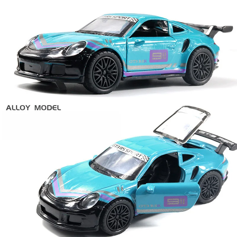 

Коллекционные игрушечные модели автомобилей Porsche 1/36 GTR из сплава, модель металлического автомобиля, двойная дверь, сборные игрушки для детей, подарок для мальчиков, 911