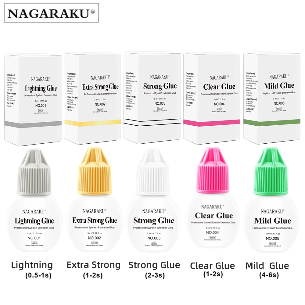 

NAGARAKU Eyelash Extension Glue Strong Fast No-Irritation Mega Volume Lashes Adhesive Ultra Bonding Long Retention Fast Dry