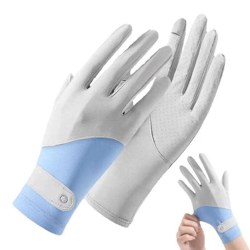 

Bike Gloves Thin Splicing Ice Silk Full Finger Sunblock Gloves Sunscreen Gloves Summer For Driving Riding Fishing Outdoor