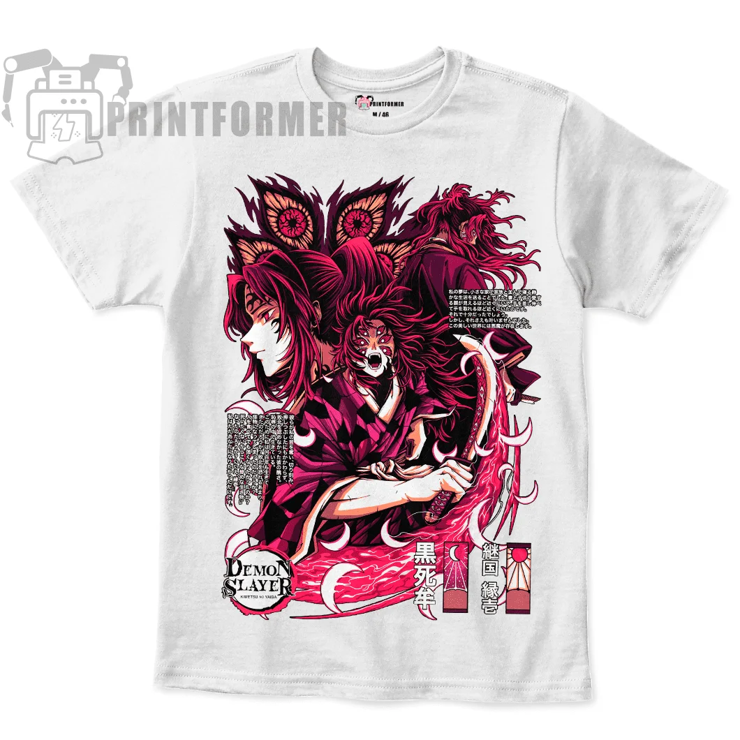 Футболка Kokushibo Demon Slayer Kimetsu No Yaiba Anime Manga черная рубашка все размеры 100 хлопок