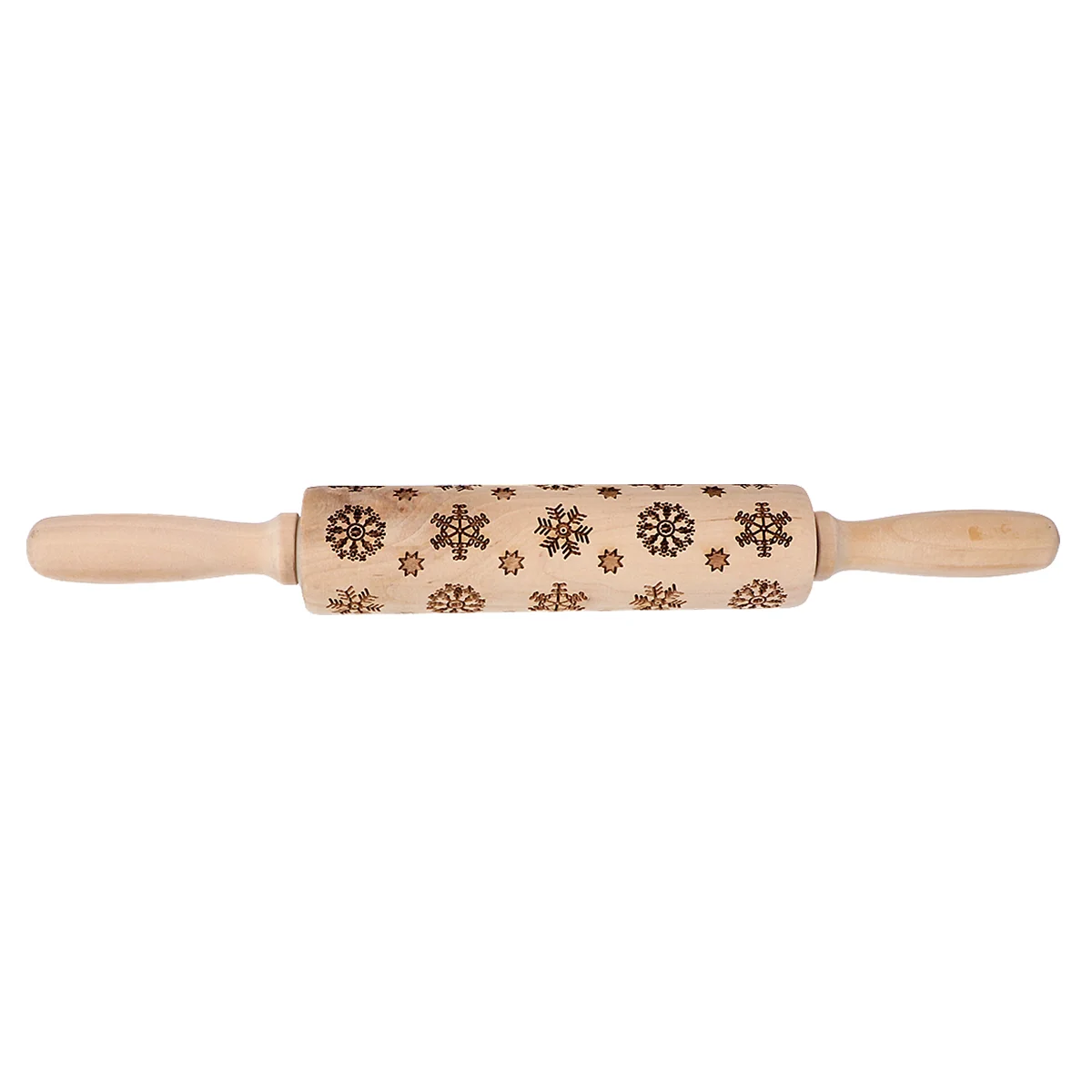 

1pc Kitchen Clay Rolling Pin Pastry Rolling Pin Christmas Party Supplies Dough Rolling Pin Snowflake Pattern Rolling Pin