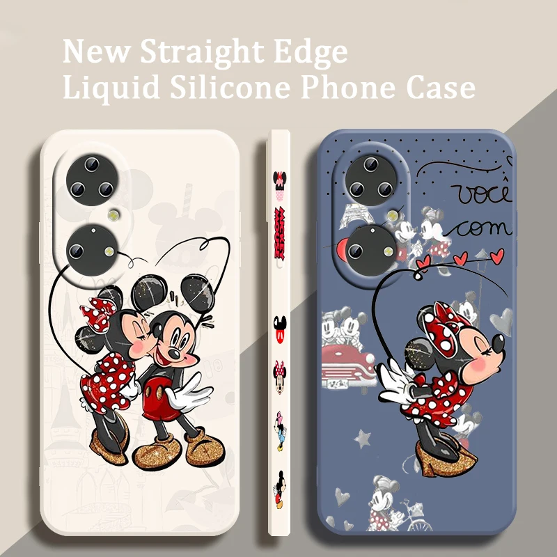 

Pink Disney Minnie Mickey For Huawei P50 P40 P30 P20 Pro Lite Nova Y9S Y9A Y9 Y6 Y70 Y90 Y61 5T Liquid Left Rope Phone Case