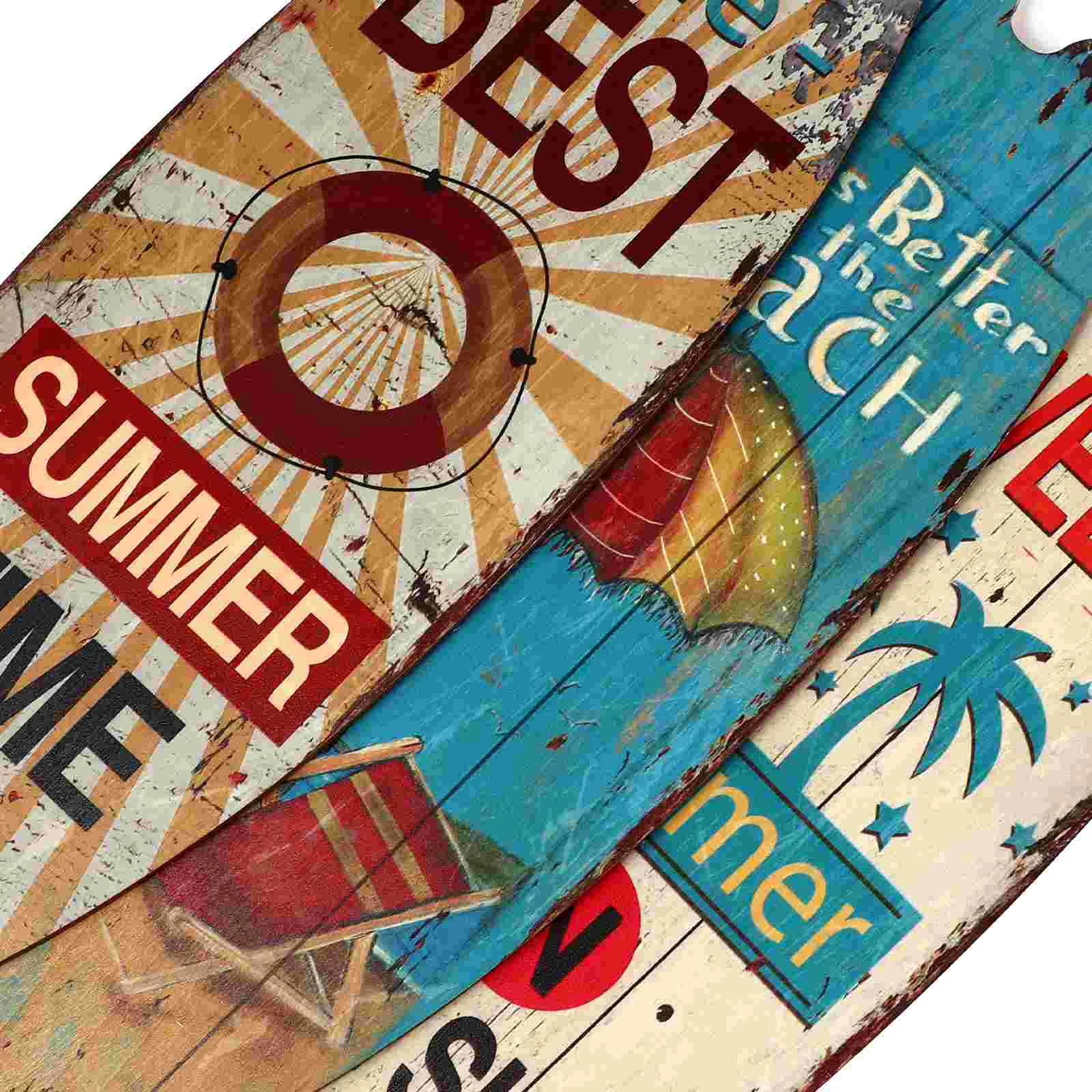 3 Pcs Surfboard Wooden Sign Bar Hanging Decor Boards for Decorating Coffee Shop Plaque The Plaques Outdoor Decoration Wall