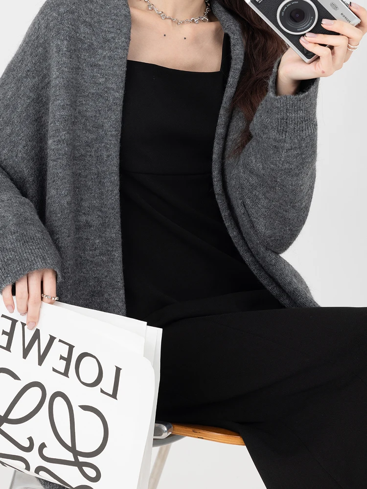 Корейская серия свитер средней длины кардиган женский осенний пригородный