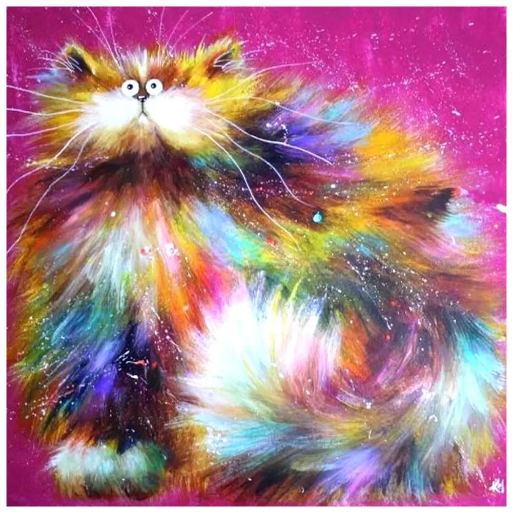 

Алмазная живопись 5D «сделай сам» с изображением пушистой кошки, полная вышивка, круглая/квадратная вышивка крестиком, мозаика, домашний декор, наклейка, подарок