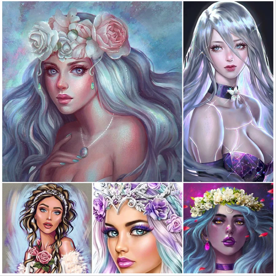 

Full AB square round drill 5D Diy Diamond Painting Woman Fairy Cross Stitch Kit Diamond Embroidery Mosaic Decor Home