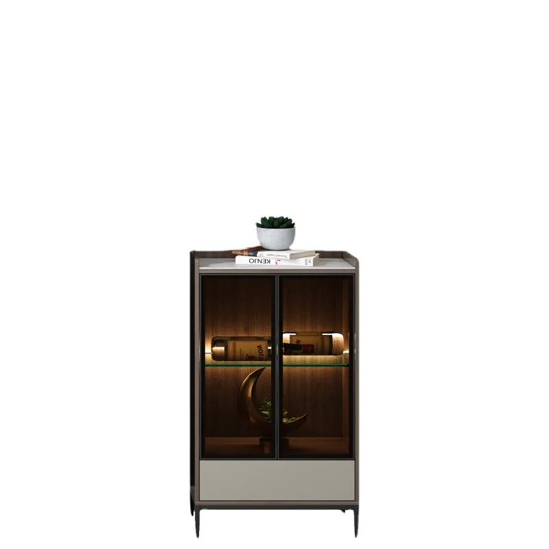 

Роскошный стеклянный маленький винный шкаф zqLight, современный простой узкий шкафчик, встроенная стена, маленькая Бытовая каменная тарелка, н...