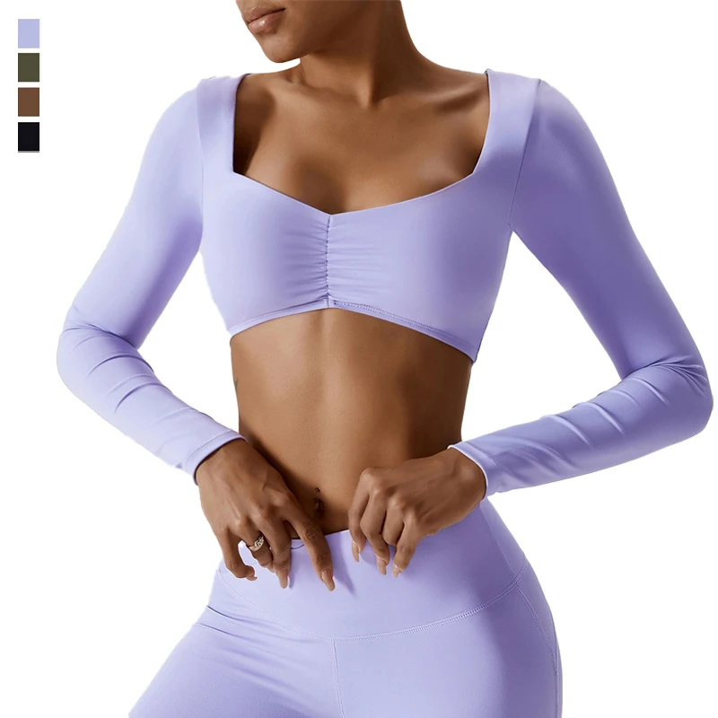 

Женская спортивная одежда, Топ с длинным рукавом для фитнеса, Обнаженная одежда для улицы, бега, спортзала, спортивная одежда, женская рубашка для тренировок, спортивная одежда для йоги