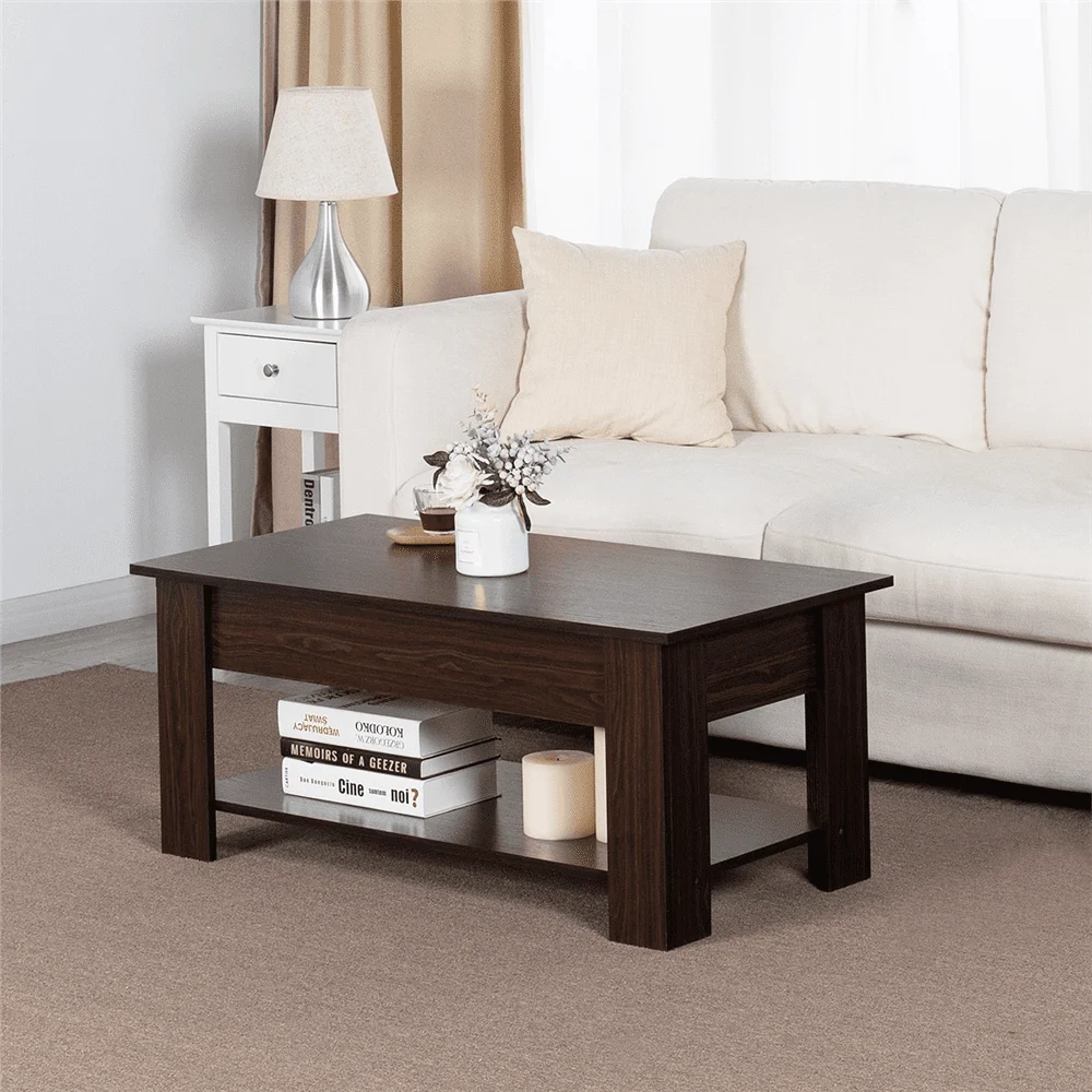 

Modern Lift Top Coffee Table with Storage for Living Room Lift Tabletop Dining Table with Hidden Compartment and Metal Frame