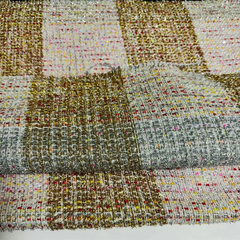 Твидовая ткань в европейскую и американскую клетку с блестками для женщин