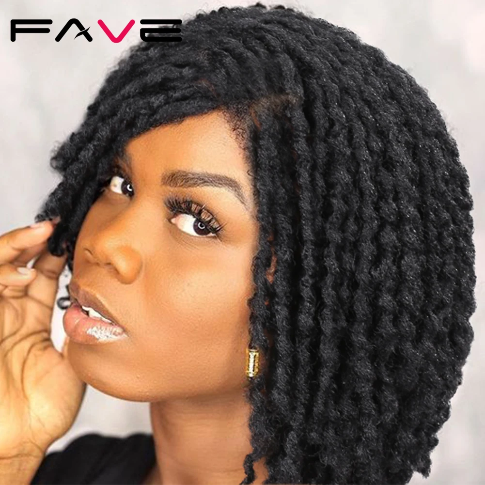 

FAVE Short Dreadlock Wigs Afro Crochet Twist Braided Faux Locs Wig African Americans Curly Braiding For Black Women and Men