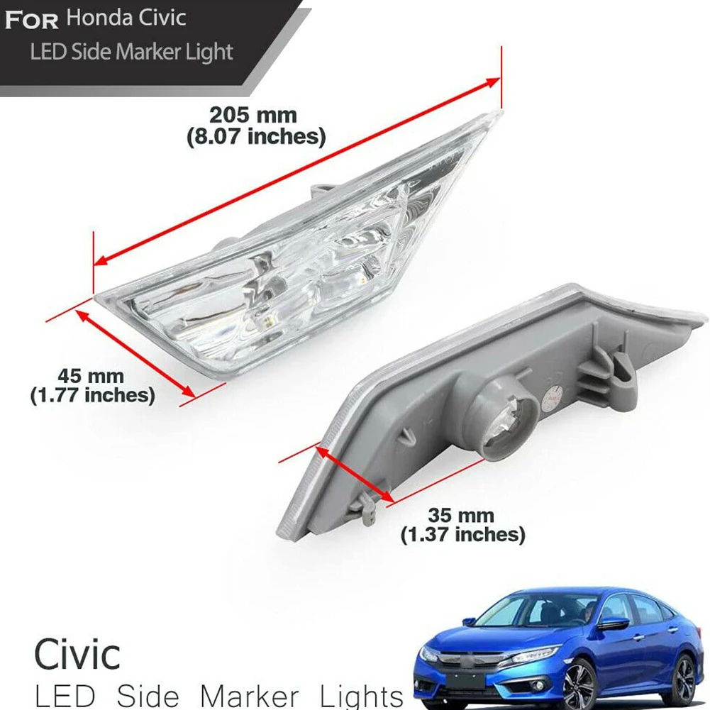

2pcs Turn Signal Width Light Modified White Turn Signal Light FOR Honda Civic Sedan / Hatchback / Coupe 2016-2021 With LED Bulb