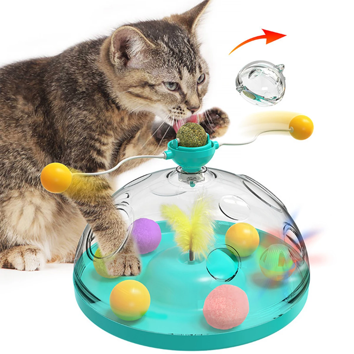 

Funny Cat Windmill Toys Interesting Turntable for Kitten Pets Interactive Educational Toy with Luminous Ball Catnip Cat Product