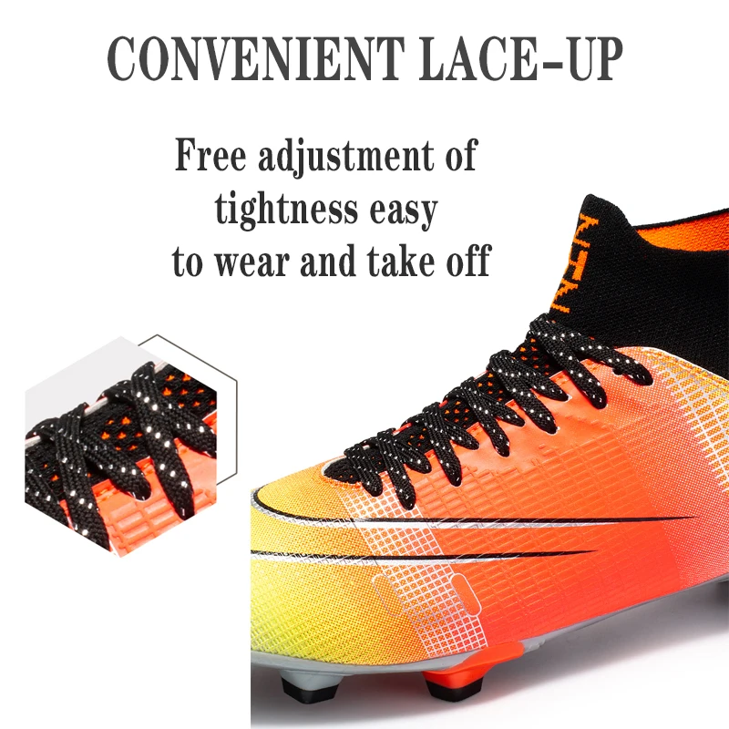 Professional Football Boots Men High-quality Non-slip Long Spikes Ankle Soccer Shoes Summer Outdoor Sports Futsal Training Shoes