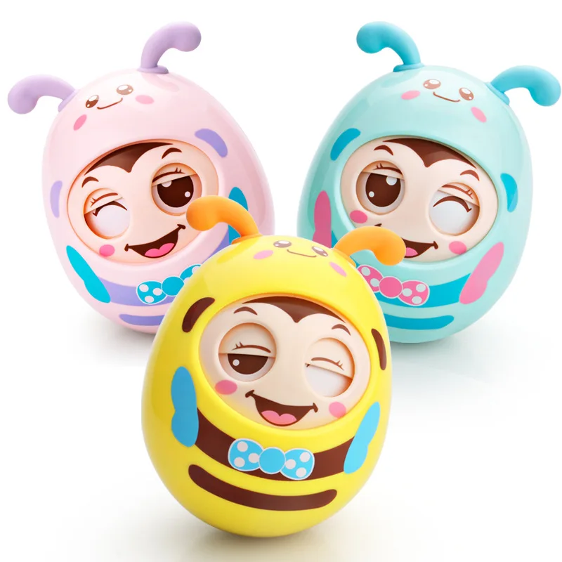 

Baby Tumbler Rattles Toys Cartoon Mobile Bee Bell Blink Eyes Roly-poly Silicone Ear Teether Toys Newborns Gift baby tuimelaar