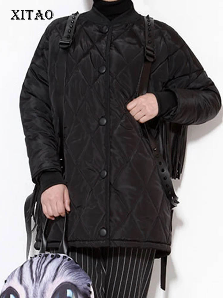 

XITAO New 2018 Europe Winter Fashion Women Single Breasted Full Sleeve 3D Decoration Tassel Wide-waisted Parkas XWW3640