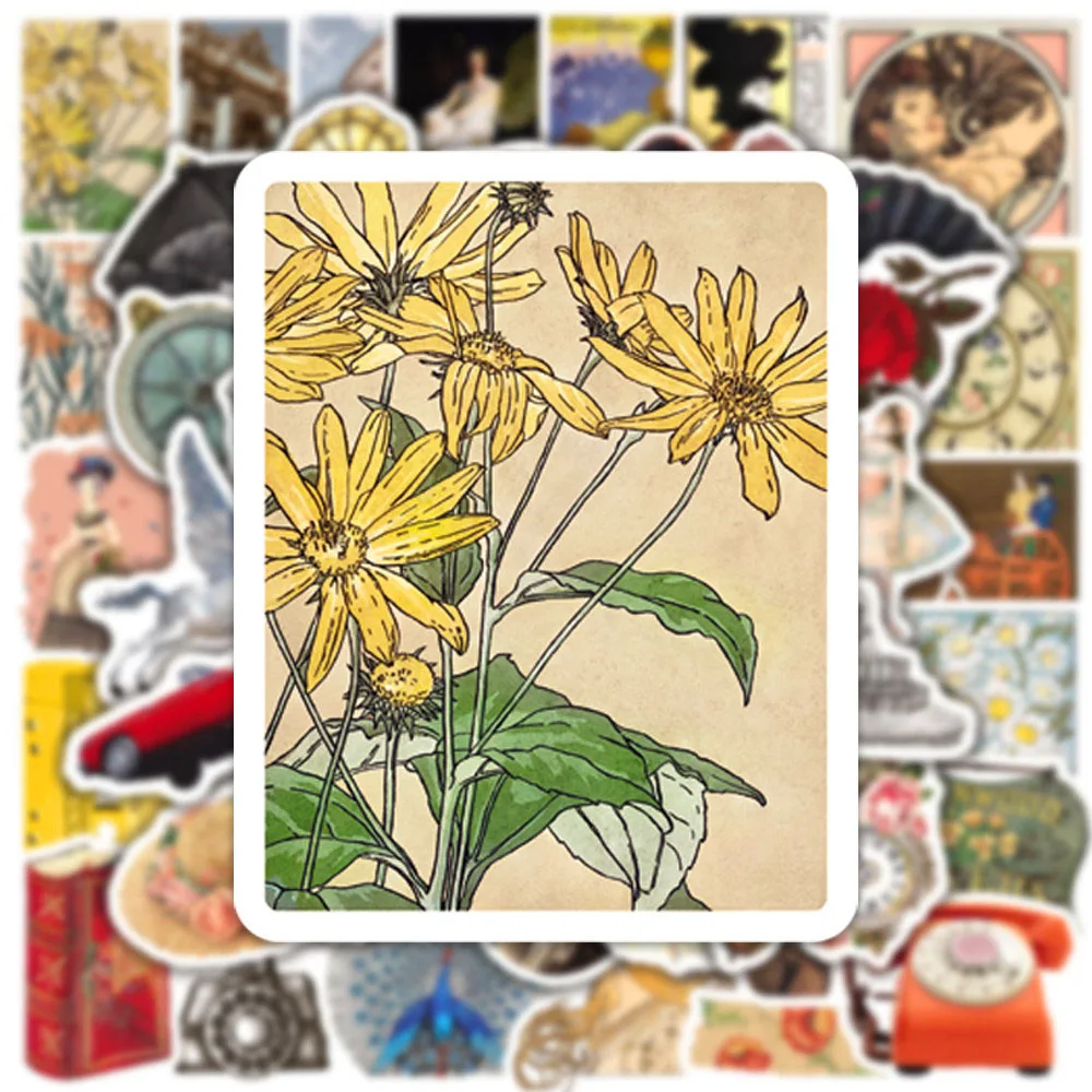 

10/30/50pcs European Court Retro Stickers Aesthetic DIY Phone Laptop Scrapbooking Suitcase Cartoon Decal Sticker for Kid Toy