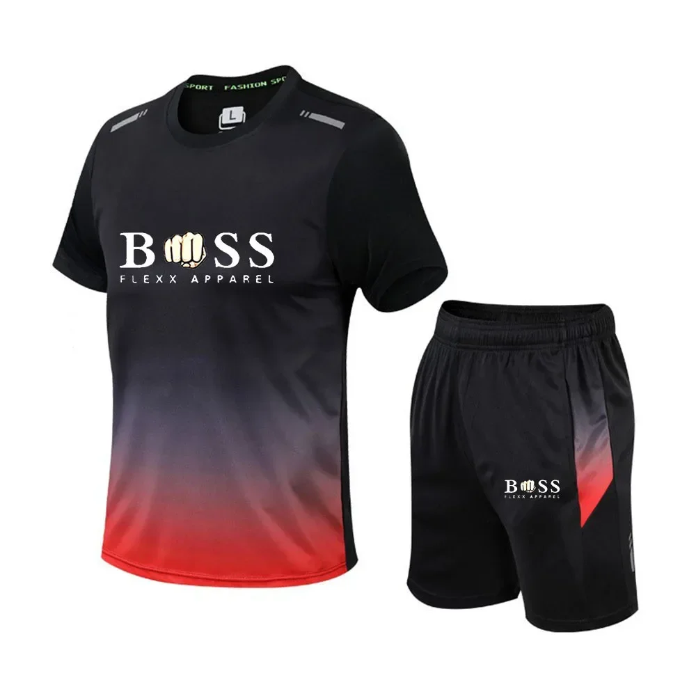 Мужской комплект из двух предметов футболка с коротким рукавом и шорты круглым