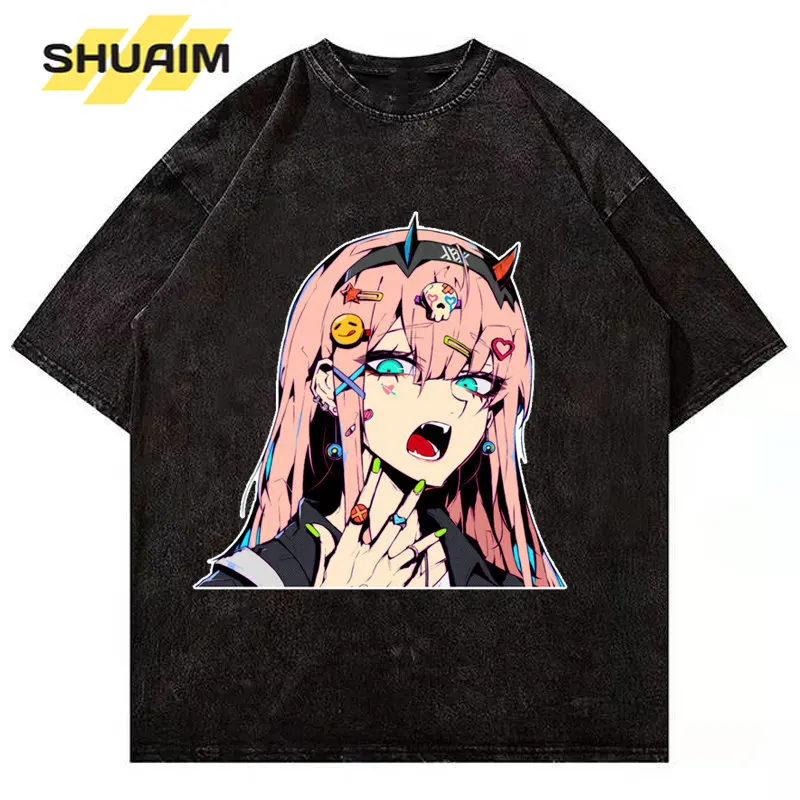 

SHUAIM Hip Hop Men T-Shirt Fashion Harajuku Streetwear Washed Anime Graphic T Shirt Men Cotton Casual Short Sleeve Tshirt Tops