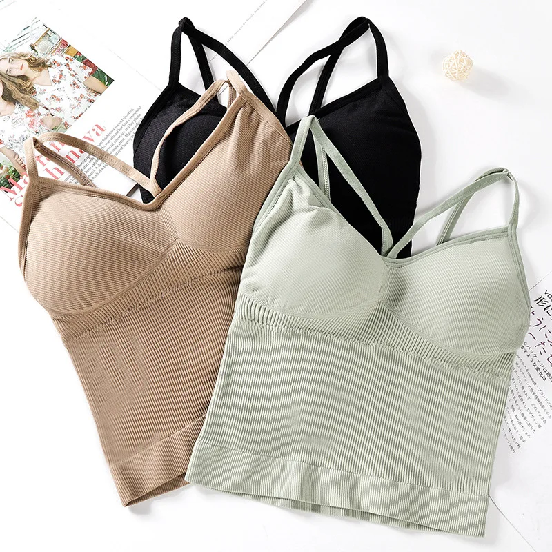 

1PC New Women Solid Padded Fitness Yoga Running Cropped Top Tank Tops Athletic Push Up Bras Sports Bra Yoga Top