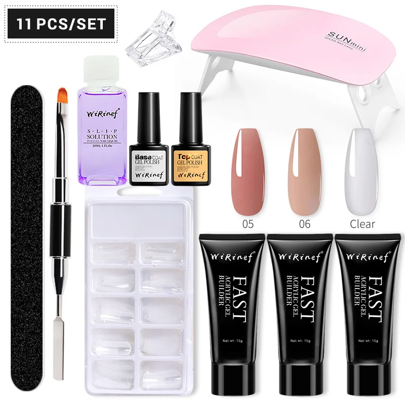 

WiRinef Poly UV Gel Kit All for Manicure Gel Nail Extension Set Slip Solution Builder Acrylic Gel Polish Nail Art Tool Design Fi