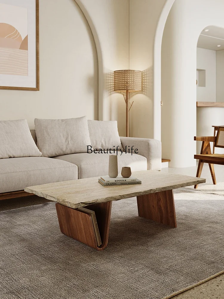 Журнальный столик ваби песчаного ветра из натурального травертина домашний