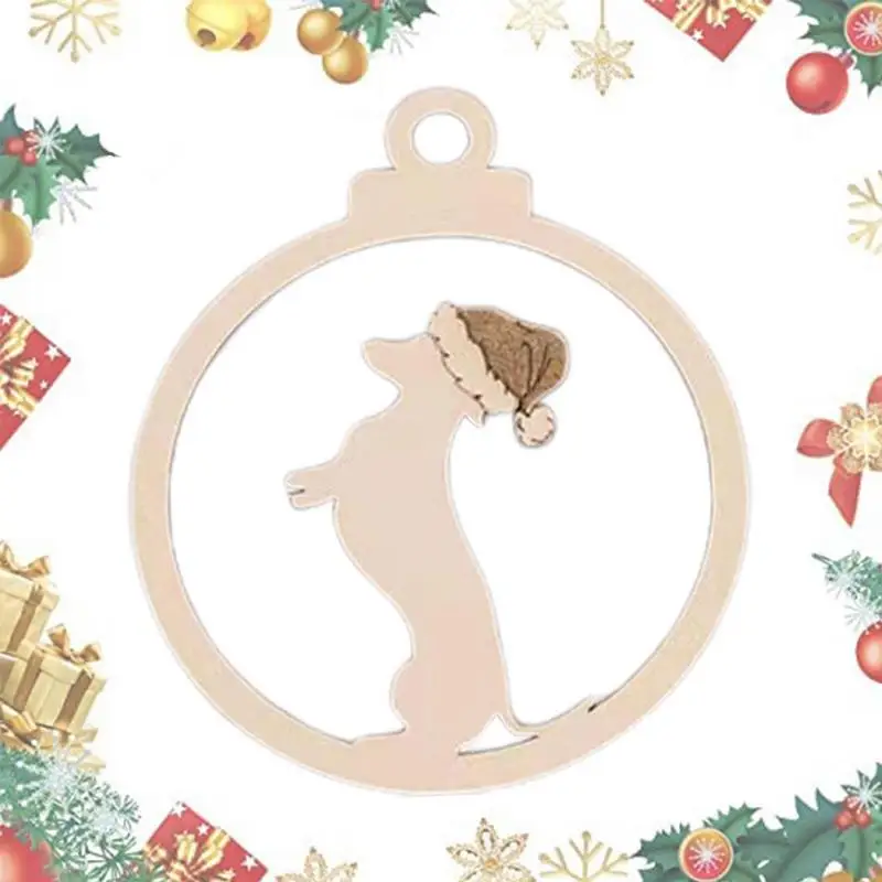 

Wooden Dog Ornaments For Christmas Tree Dog Pendant Tree Hanging Decorations Decorative Doll Tree Ornament Gift Decoration