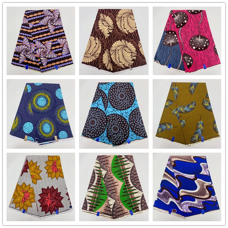 

6 Yards New Guaranteed Veritable Original Real Wax Ankara African Print Fabric 100% Cotton For Party Dress Tissus K10203