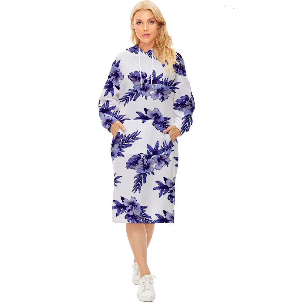 

платье женское Casual Sport Woman Clothes Luxury Sweatshirt Dress Hoodies Autumn Sports Casual Long Sleeve Hawaiian Print