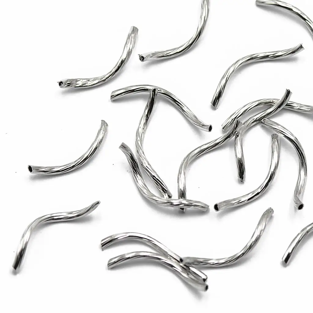

50X 24mm Silver Tube Beads Loose Bead Jewelry Findings DIY
