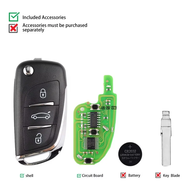 1 шт. XHORSE XNDS00EN VVDI2 для дистанционного ключа типа Volkswagen DS с 3 кнопками