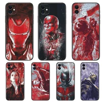 ink painting marvel heroes phone cases for iphone 13 pro max case 12 11 pro max 8 plus 7plus 6s xr x xs 6 mini se mobile cell