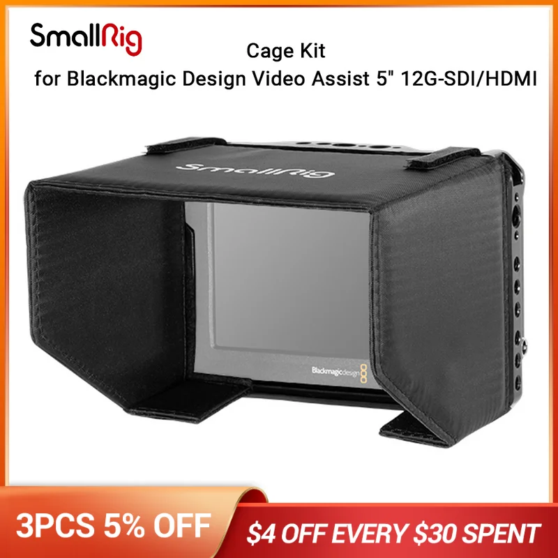 

SmallRig Cage with Sun Hood and HDMI Clamp for Blackmagic Design Video Assist 5" 12G and 5”3G -SDI/HDMI 2725
