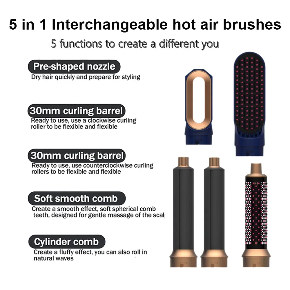 Фен 5-в-1 набор для завивки волос воздушной пленки профессиональная щипцы