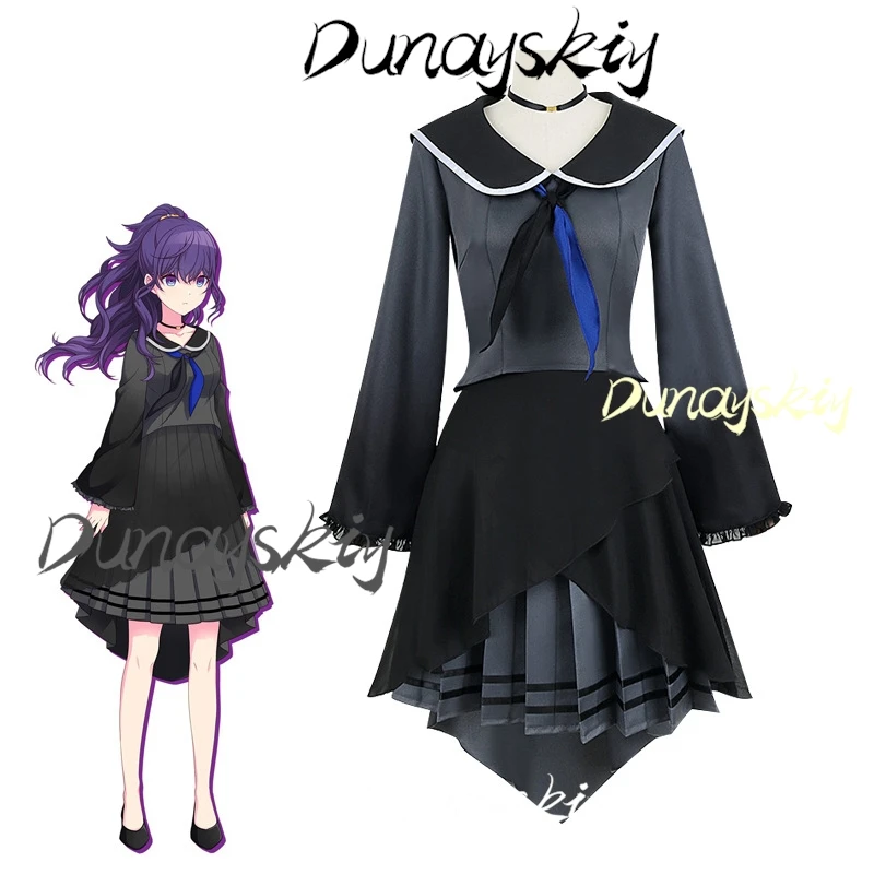 Asahina Mafuyu Косплей Костюм Парик Аниме Проект Sekai Красочный Сценический Топ Шарф