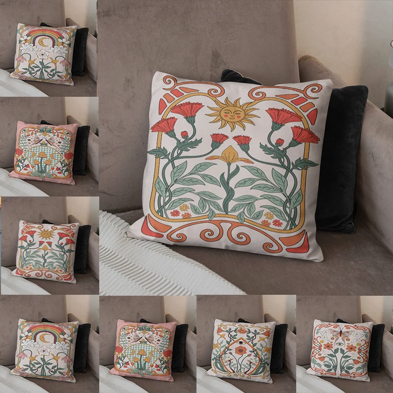 

Высококачественный декоративный диван для гостиной, квадратная бархатная наволочка с подсолнухами, Рисунком Листьев, мягкая подушка