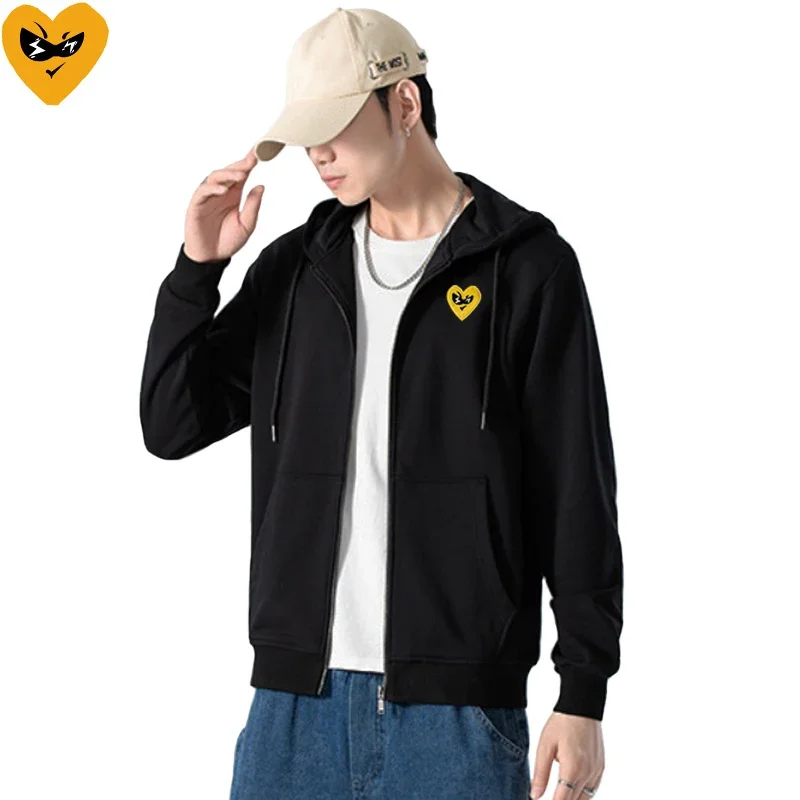 Мужская толстовка с капюшоном на молнии хлопковые крутые милые очки вышивкой в