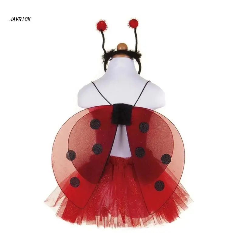 

Butterflies Fairy Wings Fancy Dress Costume Gillters Ladybird Wings Halloween Insect Theme Cosplay Accessories for Kids