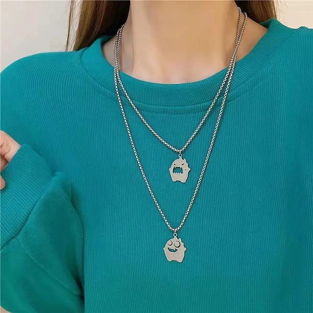 

Vintage Pendant Couple Necklace Men Punk Geometric Hollow Clavicle Chain Choker Necklace for Women Titanium Steel Neck Jewelry