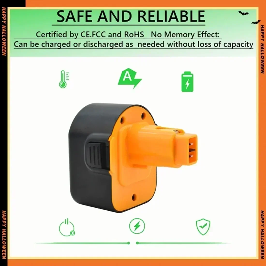 Фото Аккумулятор NI-NH 12В, 12800мАч для инструментов Dewalt DE9074 DC9071 DE9037 DE907 DE9075 DW9071 DW9072 DW9074 DC727 DC756 DC980 D №4