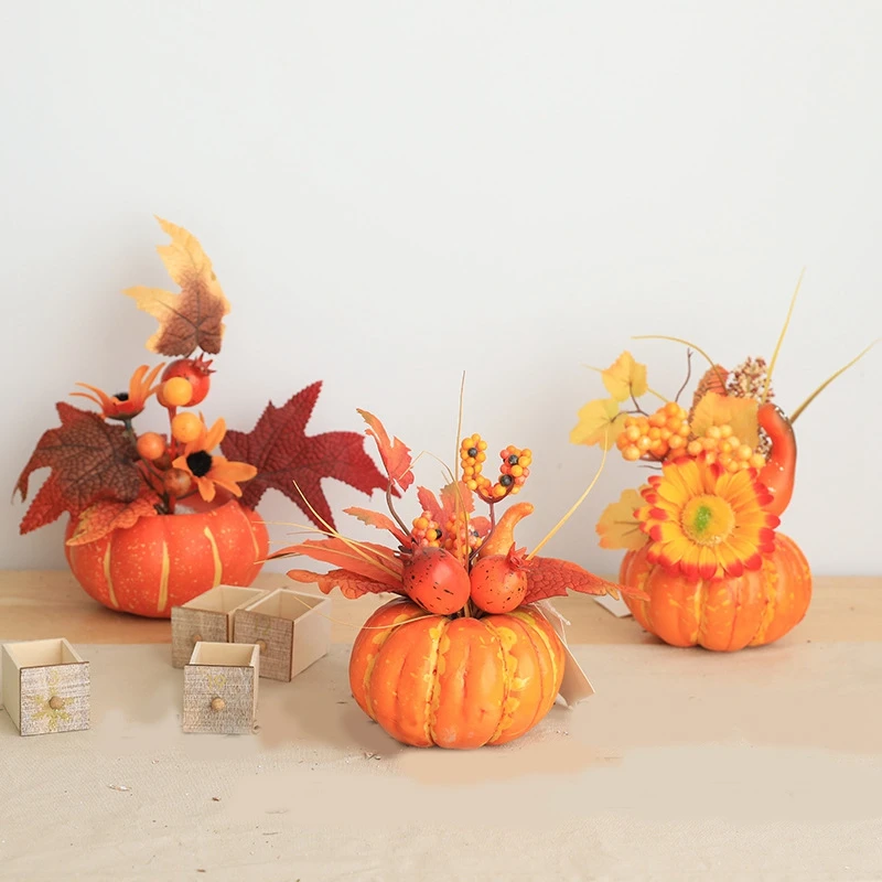 

3 PCS Artificial Pumpkin Flower,Fall Pumpkin Centerpiece As Shown Plastic Party Decor Centerpieces Ornament Desk Ornaments