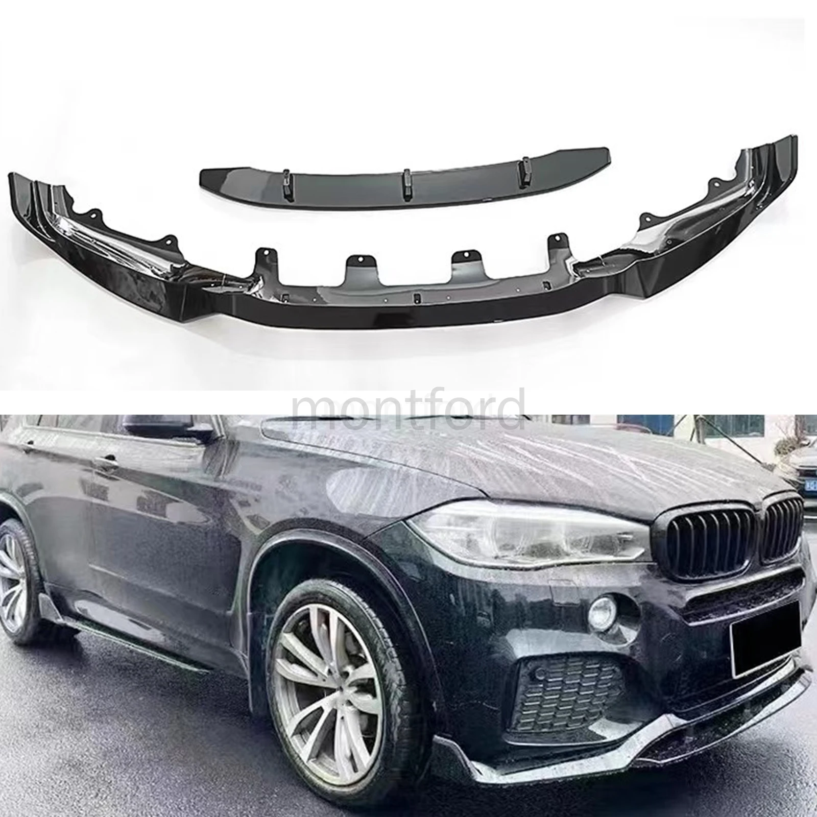 

Спойлер переднего бампера для 2014 2015 2016 2017 2018 BMW X5 F15 M Sport 4-дверный глянцевый черный автомобильный нижний сплиттер Защитное лезвие