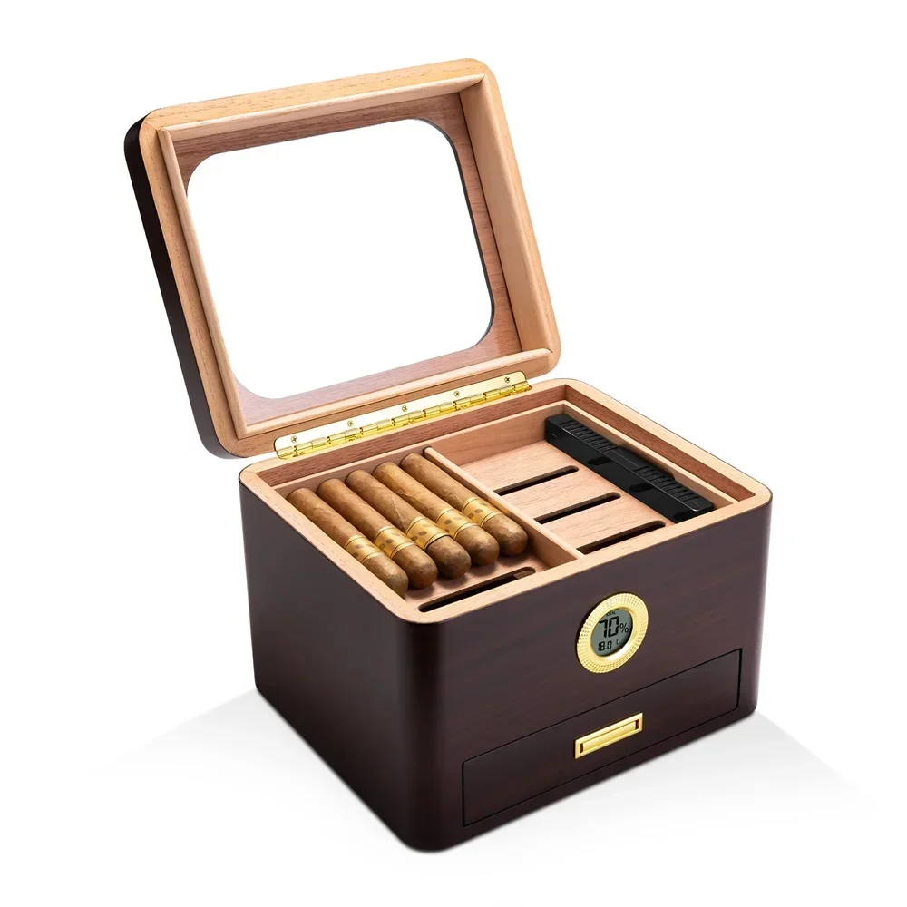 Хьюмидор для сигар из кедрового дерева с электронным гигрометром увлажнитель