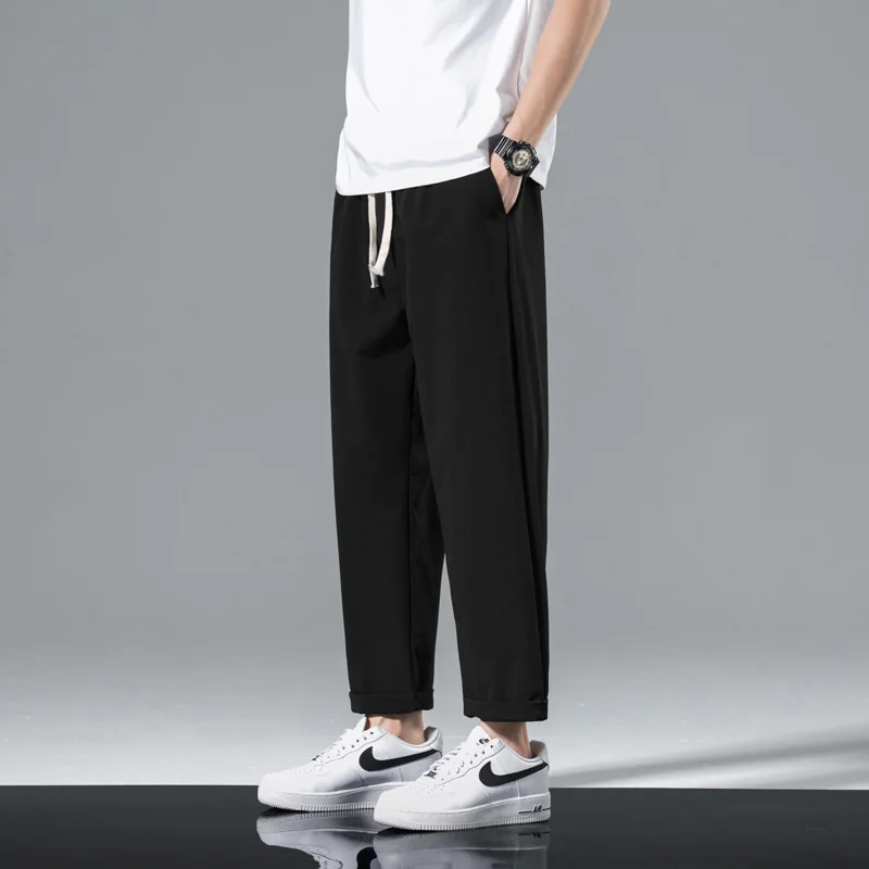 Повседневные мужские летние тонкие брюки Корейская версия модные укороченные